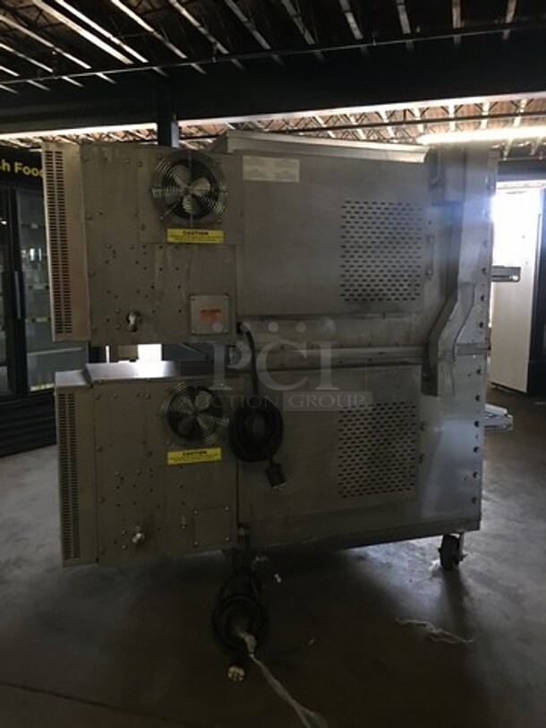 Sweet!  Middleby Marshall Commercial Natural Gas Powered Double Deck Conveyor Pizza Oven! All Stainless Steel! Model PS200 Serial 126410199! On Casters! 2 X Your Bid! Makes One Unit! - Image 4 of 12