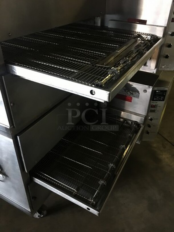 Sweet!  Middleby Marshall Commercial Natural Gas Powered Double Deck Conveyor Pizza Oven! All Stainless Steel! Model PS200 Serial 126410199! On Casters! 2 X Your Bid! Makes One Unit! - Image 5 of 12