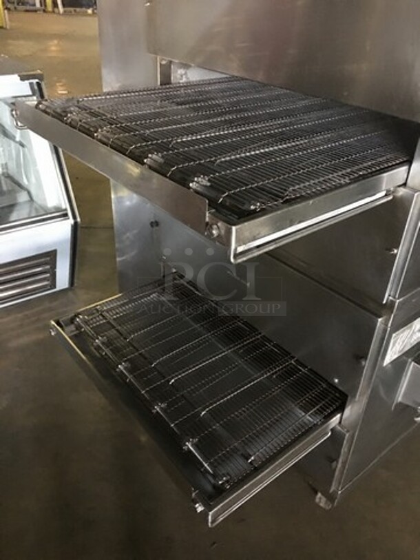 Sweet!  Middleby Marshall Commercial Natural Gas Powered Double Deck Conveyor Pizza Oven! All Stainless Steel! Model PS200 Serial 126410199! On Casters! 2 X Your Bid! Makes One Unit! - Image 8 of 12