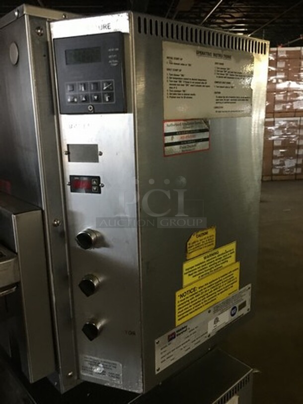 Sweet!  Middleby Marshall Commercial Natural Gas Powered Double Deck Conveyor Pizza Oven! All Stainless Steel! Model PS200 Serial 126410199! On Casters! 2 X Your Bid! Makes One Unit! - Image 9 of 12