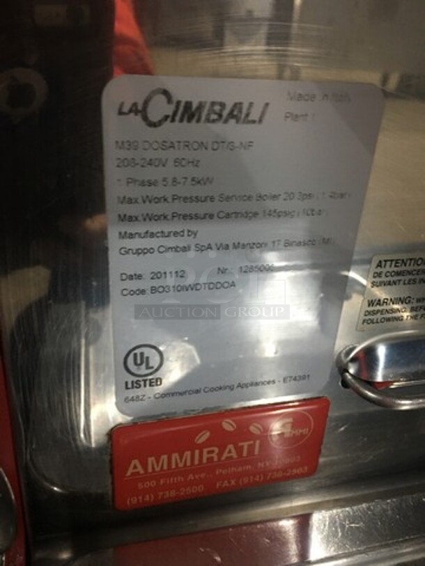 LaCimbali Countertop 3 Spout Espresso Machine! With Steam Wand! All Stainless Steel! Model M39DOSATRON Serial 1285005! 208/240V 1Phase! - Image 11 of 12