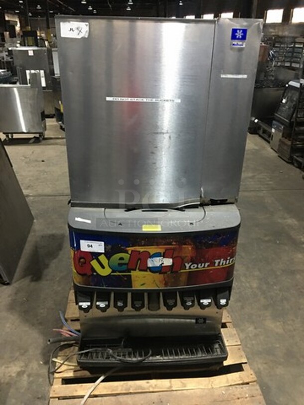 Manitowoc 8 Spout Beverage/Ice Dispensing Machine! With Stainless Steel Ice Machine! All Stainless Steel Body! Model SV200 Serial 610088058! 115V 1Phase! Ice Machine Model SD1203W Serial 110055054! 208/230V 1Phase! 2 X Your Bid! Makes One Unit!