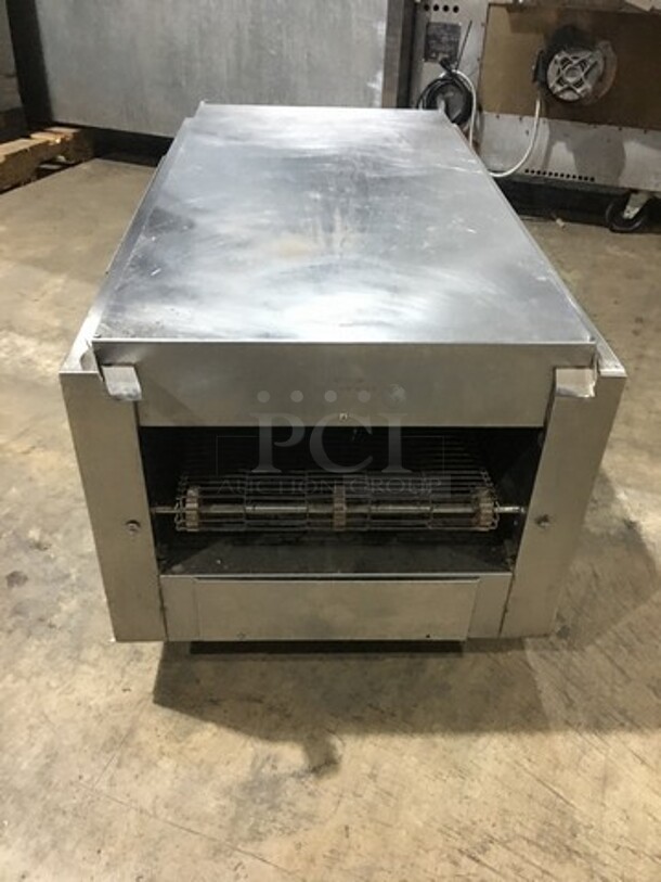 Star Holman Commercial Countertop Conveyor Toaster! All Stainless Steel! Model QT14B Serial COQT0807B0002! 208V 1Phase! On Legs!
 - Image 3 of 9