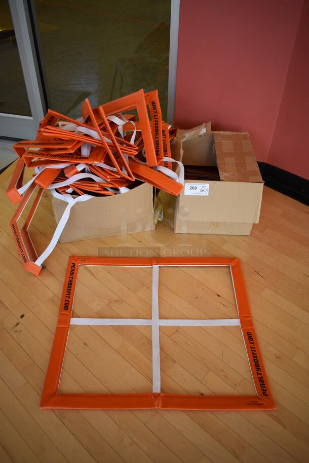 ALL ONE MONEY! Lot of 2 Orange and White Penalty Box Frames! 26.5x29.5. (aerobic room)
 - Image 1 of 5