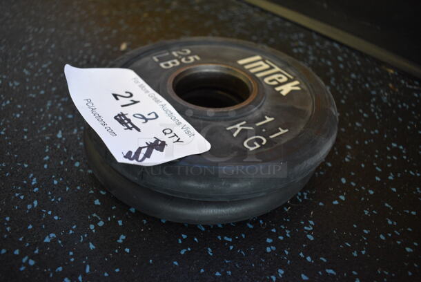 2 Intek Metal 2.5 Pound Weight Plates. BUYER MUST REMOVE. 6.5x6.5x1. 2 Times Your Bid! (upstairs) - Image 2 of 2