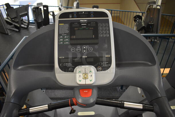NICE! Precor Model C966i Metal Heavy Duty Commercial Floor Style Treadmill w/ Entertainment Controls and Heart Rate Sensors. 120 Volts, 1 Phase. BUYER MUST REMOVE. 35x87x66. Tested and Working! (upstairs) This Unit Will Be Moved Down To The First Floor Before Pick Up Day Begins! - Image 4 of 7