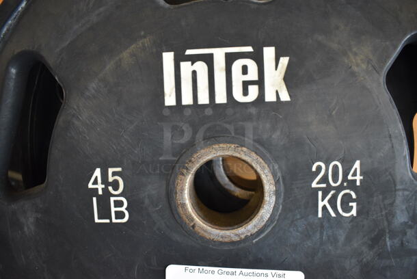 2 Intek Metal 45 Pound Weight Plates. BUYER MUST REMOVE. 17.5x17.5x2. 2 Times Your Bid! (upstairs) - Image 2 of 3