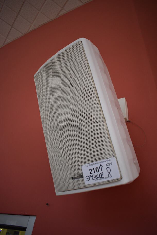 8 Community Wall Mount Speakers. BUYER MUST REMOVE. 11x11x18. 8 Times Your Bid! (aerobic room) - Image 2 of 4