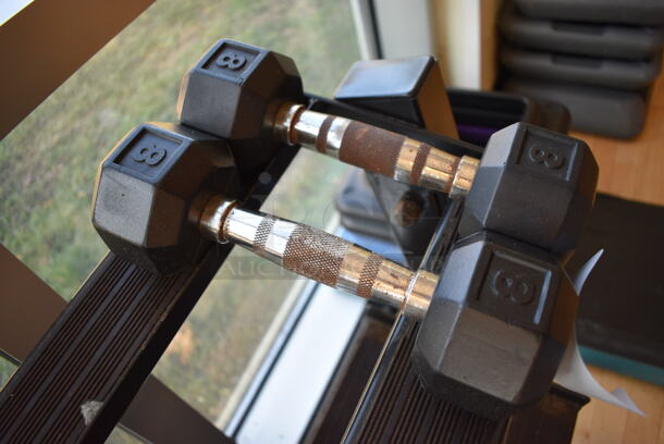 2 Power Systems Metal Black and Chrome Finish 8 Pound Hex Dumbbells. 3.5x10x3.5. 2 Times Your Bid! (upstairs - side room) - Image 2 of 3