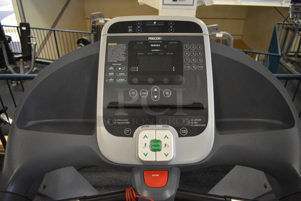 NICE! Precor Model C966i Metal Heavy Duty Commercial Floor Style Treadmill w/ Entertainment Controls and Heart Rate Sensors. 120 Volts, 1 Phase. BUYER MUST REMOVE. 35x87x66. Tested and Working! (upstairs) This Unit Will Be Moved Down To The First Floor Before Pick Up Day Begins! - Image 6 of 9