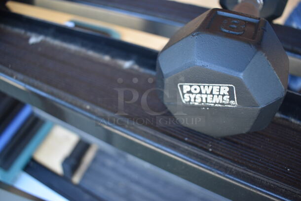 Power Systems Metal Black and Chrome Finish 8 Pound Hex Dumbbell. 3.5x10x3.5. (upstairs - side room) - Image 3 of 3