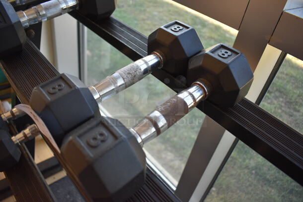 2 Power Systems Metal Black and Chrome Finish 8 Pound Hex Dumbbells. 3.5x10x3.5. 2 Times Your Bid! (upstairs - side room) - Image 2 of 3