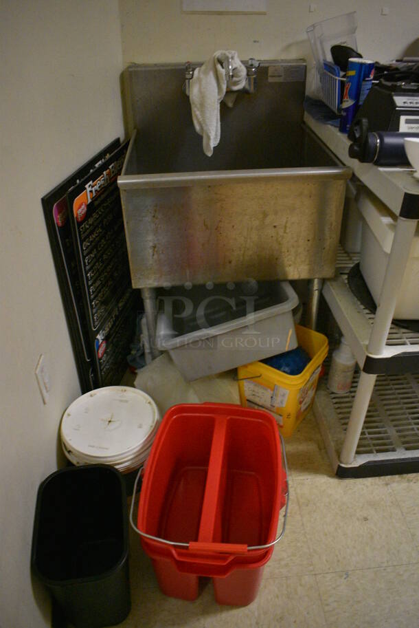 ALL ONE MONEY! Room Lot of Various Items Including Poly Metro Shelving, Contents, Blender Base, Coffee Urn, Microwave and Mini Cooler. Does Not Include Sink or Ice Machine In Room. BUYER MUST REMOVE. (lobby - room behind front counter) - Image 2 of 5