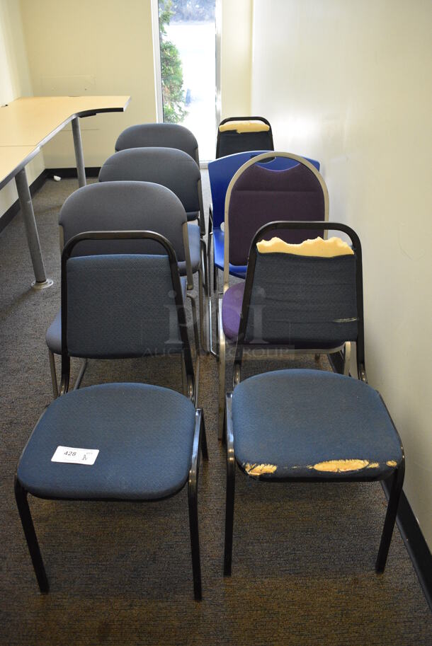8 Various Chairs on Metal Frames. 8 Times Your Bid! (lobby - front room to the side)