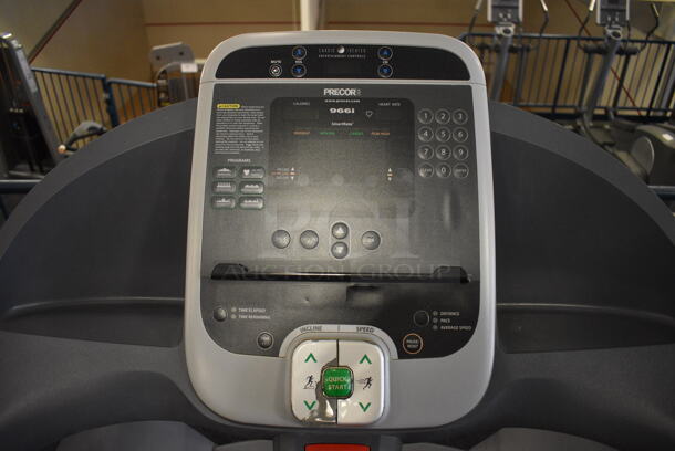 NICE! Precor Model C966i Metal Heavy Duty Commercial Floor Style Treadmill w/ Entertainment Controls and Heart Rate Sensors. 120 Volts, 1 Phase. BUYER MUST REMOVE. 35x87x66. Tested and Working! (upstairs) This Unit Will Be Moved Down To The First Floor Before Pick Up Day Begins! - Image 6 of 7