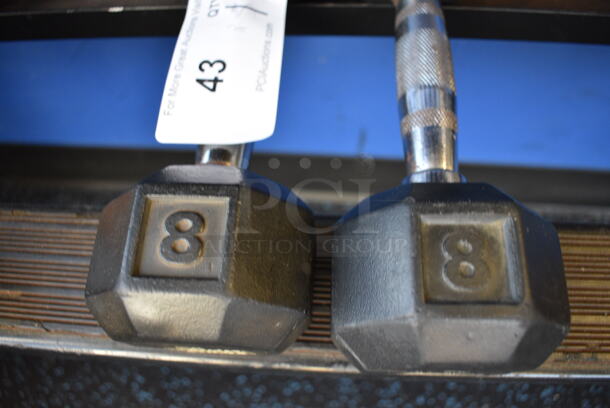 2 Power Systems Metal Black and Chrome Finish 8 Pound Hex Dumbbells. 3.5x10.5x3.5. 2 Times Your Bid! (upstairs) - Image 2 of 3