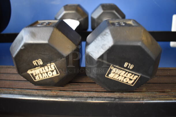 2 Power Systems Metal Black and Chrome Finish 8 Pound Hex Dumbbells. 3.5x10.5x3.5. 2 Times Your Bid! (upstairs) - Image 3 of 3