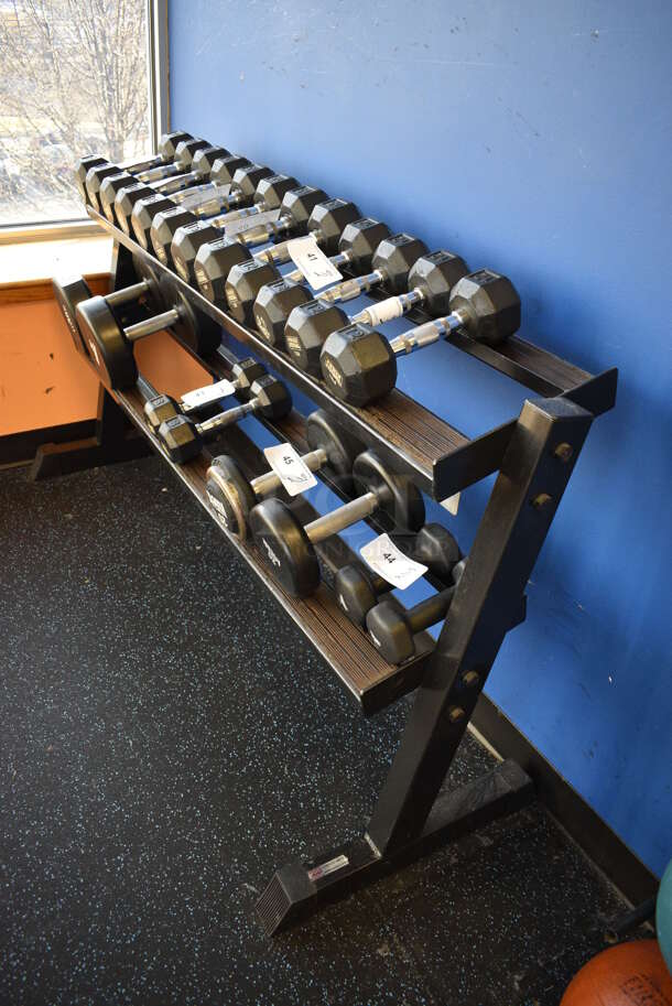 Power Systems Black Metal Dumbbell Rack. Does Not Come w/ Weights. 58x21x32.5. (upstairs)
 - Image 2 of 4