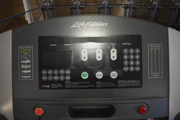 NICE! Life Fitness Model 95Ti Metal Heavy Duty Commercial Floor Style Treadmill w/ Heart Rate Sensors. 120 Volts, 1 Phase. BUYER MUST REMOVE. 36x84x65. Tested and Working! (upstairs) This Unit Will Be Moved Down To The First Floor Before Pick Up Day Begins! - Image 7 of 12