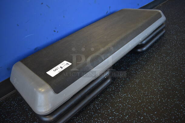 Gray and Black Aerobic Stepper Exercise Work Out Step w/ 4 Risers. 43x15x9. (upstairs)
  - Image 2 of 3