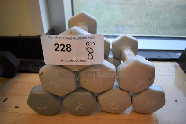 2 Spri Gray Neoprene 4 Pound Hex Dumbbells. 3x6.5x3. 2 Times Your Bid! (aerobic room)