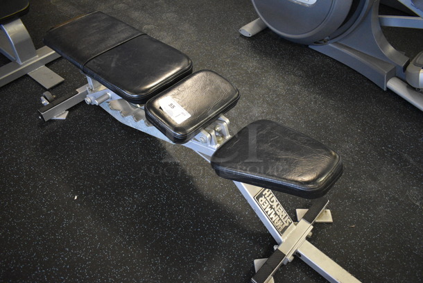 Hammer Strength Gray Metal Floor Style Adjustable Bench. BUYER MUST REMOVE. 23x72x16. (upstairs) - Image 3 of 4