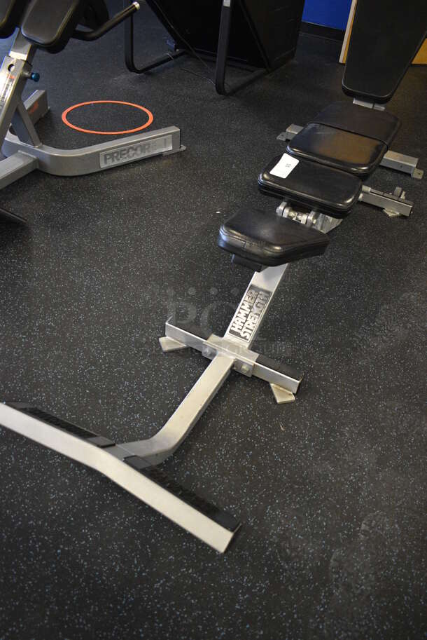 Hammer Strength Gray Metal Floor Style Adjustable Bench. BUYER MUST REMOVE. 23x72x16. (upstairs) - Image 4 of 4