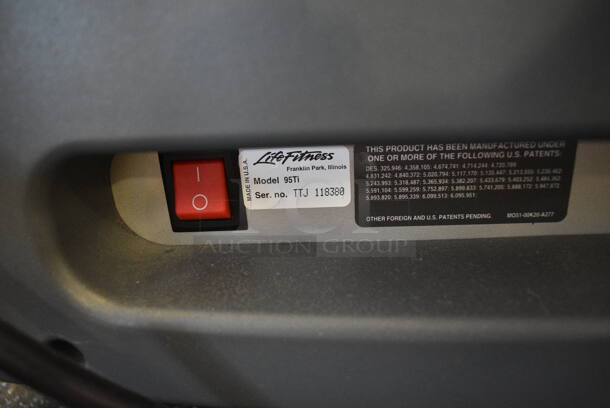 NICE! Life Fitness Model 95Ti Metal Heavy Duty Commercial Floor Style Treadmill w/ Heart Rate Sensors and Cup Holders. 120 Volts, 1 Phase. BUYER MUST REMOVE. 36x84x65. Tested and Working! (upstairs) This Unit Will Be Moved Down To The First Floor Before Pick Up Day Begins! - Image 8 of 9