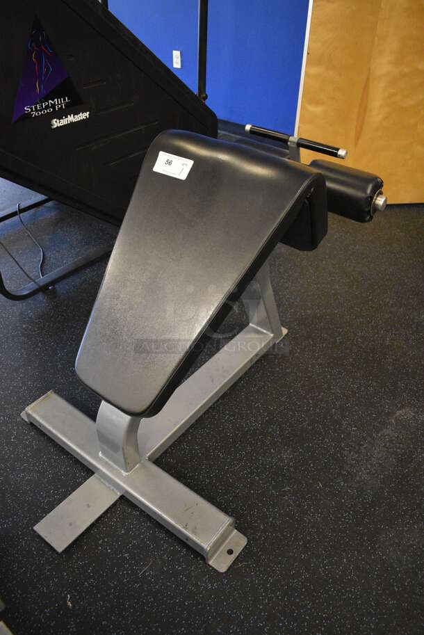 Precor Icarian Gray Metal Floor Style 45 Degree Angled Roman Chair Sit Up Abdominal Bench. BUYER MUST REMOVE. 48x30x30. (upstairs) - Image 2 of 5