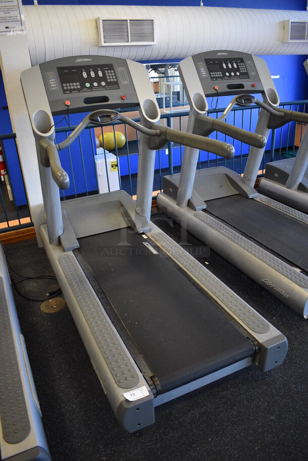 NICE! Life Fitness Model 95T Metal Heavy Duty Commercial Floor Style Treadmill w/ Heart Rate Sensors and Cup Holders. 120 Volts, 1 Phase. BUYER MUST REMOVE. 36x84x65. Tested and Working! (upstairs) This Unit Will Be Moved Down To The First Floor Before Pick Up Day Begins! - Image 2 of 8