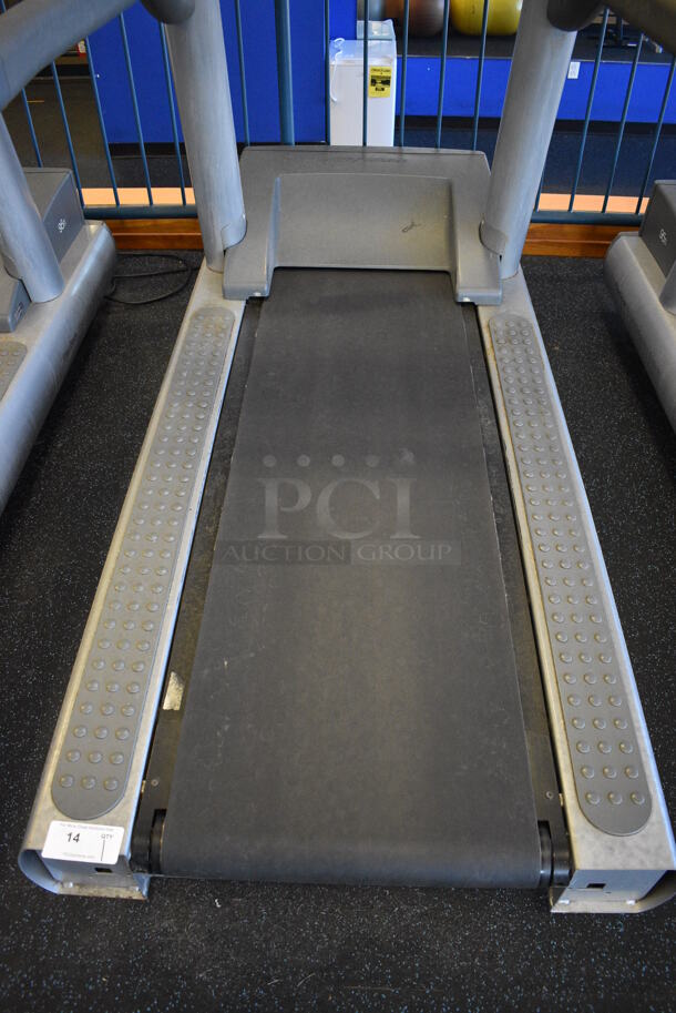 NICE! Life Fitness Model 95T Metal Heavy Duty Commercial Floor Style Treadmill w/ Heart Rate Sensors and Cup Holders. 120 Volts, 1 Phase. BUYER MUST REMOVE. 36x84x65. Tested and Working! (upstairs) This Unit Will Be Moved Down To The First Floor Before Pick Up Day Begins! - Image 4 of 8