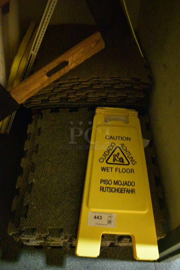 ALL ONE MONEY! Lot of Various Items Including Sixty Floor Mats, Furniture Dolly and Wet Floor Caution Sign! BUYER MUST REMOVE. (office wing) - Image 2 of 3
