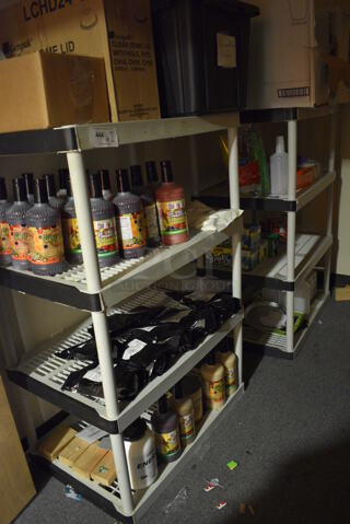 ALL ONE MONEY! Lot of Various Items on Poly Metro Style Shelves Including Powders and Brisk Iced Tea! BUYER MUST REMOVE. (office wing)
