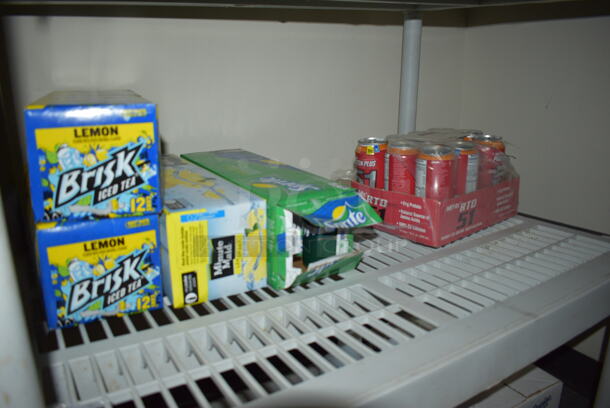 ALL ONE MONEY! Lot of Various Items on Poly Metro Style Shelves Including Powders and Brisk Iced Tea! BUYER MUST REMOVE. (office wing) - Image 4 of 7