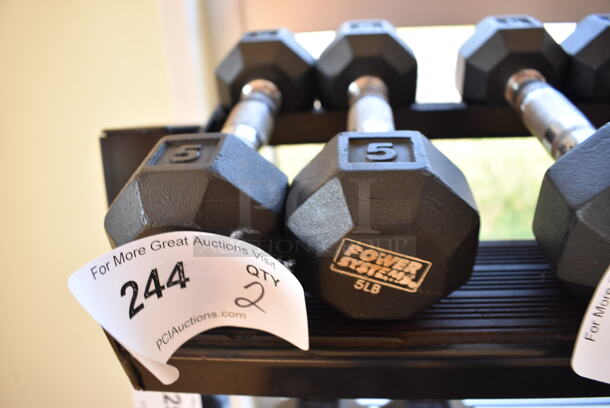 2 Power Systems Metal Black and Chrome Finish 5 Pound Hex Dumbbells. 3x10x3. 2 Times Your Bid! (upstairs - side room) - Image 3 of 3