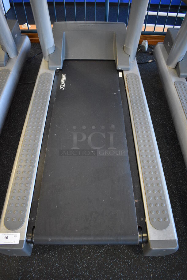 NICE! Life Fitness Model 95T Metal Heavy Duty Commercial Floor Style Treadmill w/ Heart Rate Sensors and Cup Holders. 120 Volts, 1 Phase. BUYER MUST REMOVE. 36x84x65. Tested and Working! (upstairs) This Unit Will Be Moved Down To The First Floor Before Pick Up Day Begins! - Image 4 of 8