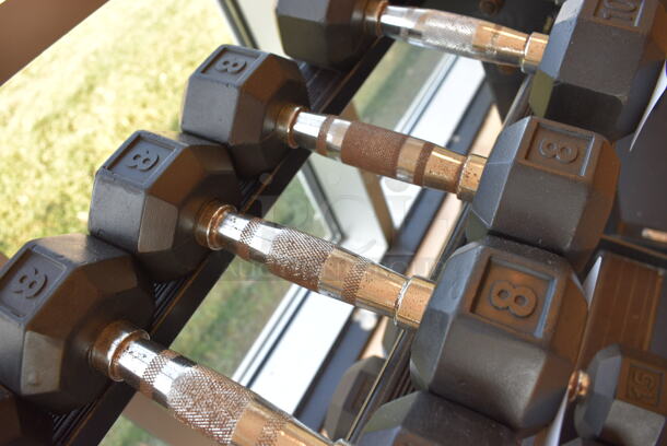 2 Power Systems Metal Black and Chrome Finish 5 Pound Hex Dumbbells. 3.5x10x3.5. 2 Times Your Bid! (upstairs - side room) - Image 2 of 3