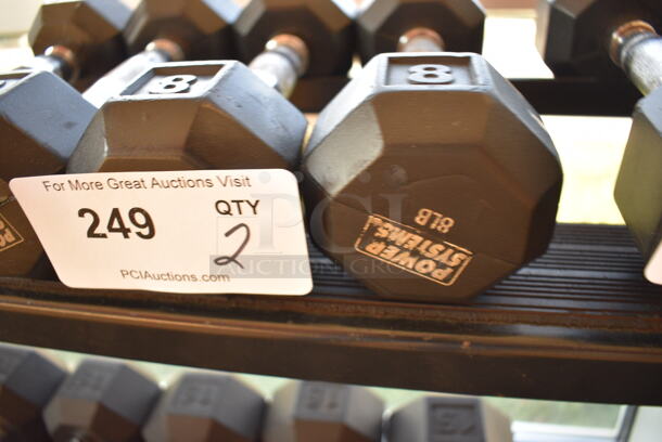 2 Power Systems Metal Black and Chrome Finish 5 Pound Hex Dumbbells. 3.5x10x3.5. 2 Times Your Bid! (upstairs - side room) - Image 3 of 3