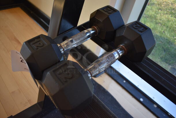 2 Power Systems Metal Black and Chrome Finish 12 Pound Hex Dumbbells. 4x11x4. 2 Times Your Bid! (upstairs - side room) - Image 2 of 3