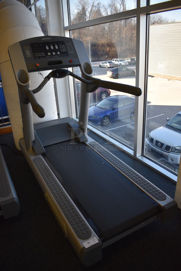 NICE! Life Fitness Model 95Ti Metal Heavy Duty Commercial Floor Style Treadmill w/ Heart Rate Sensors and Cup Holders. 120 Volts, 1 Phase. BUYER MUST REMOVE. 36x84x65. Tested and Working! (upstairs) This Unit Will Be Moved Down To The First Floor Before Pick Up Day Begins! - Image 2 of 8