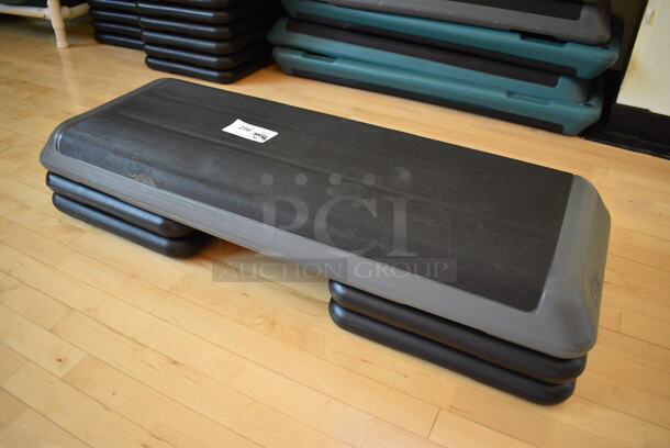 Gray and Black Aerobic Stepper Exercise Work Out Step w/ 4 Risers. 43x15x9. (aerobic room) - Image 2 of 4
