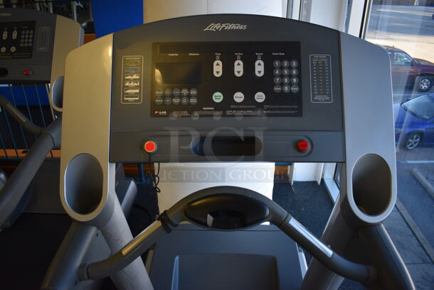 NICE! Life Fitness Model 95Ti Metal Heavy Duty Commercial Floor Style Treadmill w/ Heart Rate Sensors and Cup Holders. 120 Volts, 1 Phase. BUYER MUST REMOVE. 36x84x65. Tested and Working! (upstairs) This Unit Will Be Moved Down To The First Floor Before Pick Up Day Begins! - Image 7 of 8