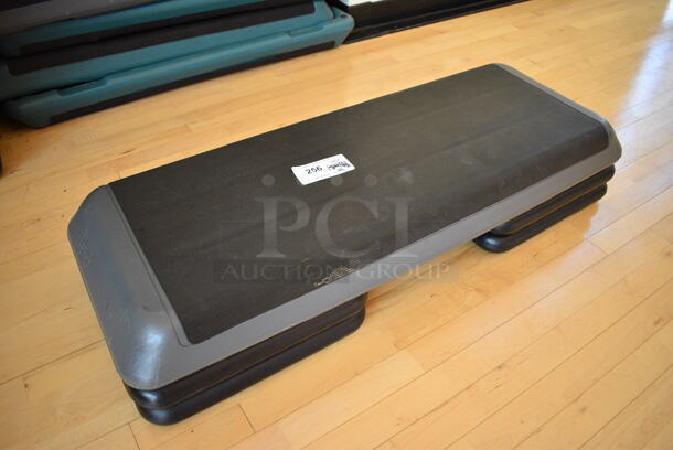 Gray and Black Aerobic Stepper Exercise Work Out Step w/ 4 Risers. 43x15x9. (aerobic room) - Image 3 of 4