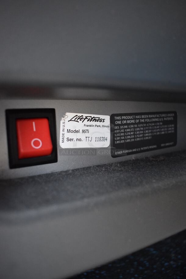 NICE! Life Fitness Model 95Ti Metal Heavy Duty Commercial Floor Style Treadmill w/ Heart Rate Sensors and Cup Holders. 120 Volts, 1 Phase. BUYER MUST REMOVE. 36x84x65. Tested and Working! (upstairs) This Unit Will Be Moved Down To The First Floor Before Pick Up Day Begins! - Image 8 of 8
