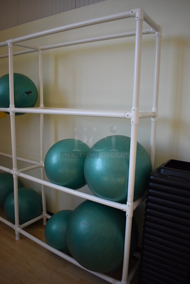 White Poly Rack. Does Not Include Contents. BUYER MUST REMOVE. 105x17x83. (aerobic room) - Image 2 of 3
