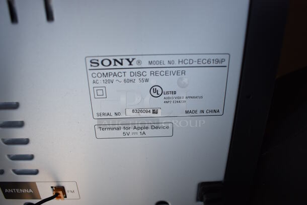 Sony Model HCD-EC619iP Compact Disc Receiver w/ 2 Speakers. 23x9.5x12. (upstairs) - Image 5 of 5