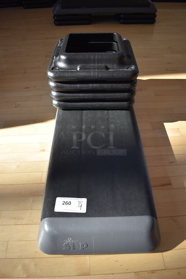 Gray and Black Aerobic Stepper Exercise Work Out Step w/ 4 Risers. 43x15x9. (aerobic room) - Image 2 of 4