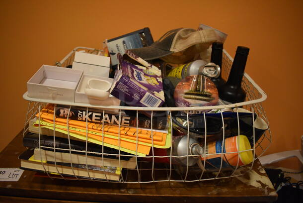 ALL ONE MONEY! Lot of Various Items Including Wood Pattern Cabinet and Basket! BUYER MUST REMOVE. (massage room between womens and mens locker rooms) - Image 2 of 6