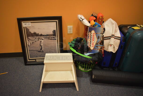 ALL ONE MONEY! Lot of Various Items Including Step Stool, Bags and Pillow! BUYER MUST REMOVE. (massage room between womens and mens locker rooms) - Image 2 of 6