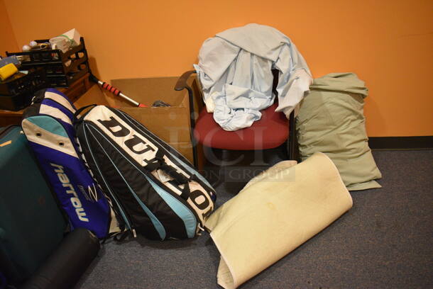 ALL ONE MONEY! Lot of Various Items Including Step Stool, Bags and Pillow! BUYER MUST REMOVE. (massage room between womens and mens locker rooms) - Image 4 of 6
